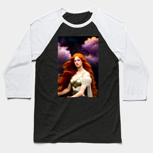 Lady With Dramatic Skies Baseball T-Shirt by PurplePeacock